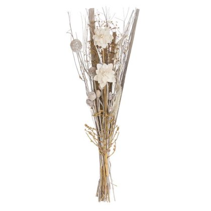 Buchet Decorativ cu Flori Uscate Bej Albe 90cm