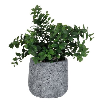 Ghiveci Decorativ din Ciment Gri cu Planta Artificiala Verde Ø13x30cm