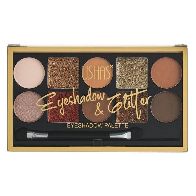 Paleta Machiaj cu Farduri de Ochi de Nuante Maro Mat & Glitter (10 culori) 6g