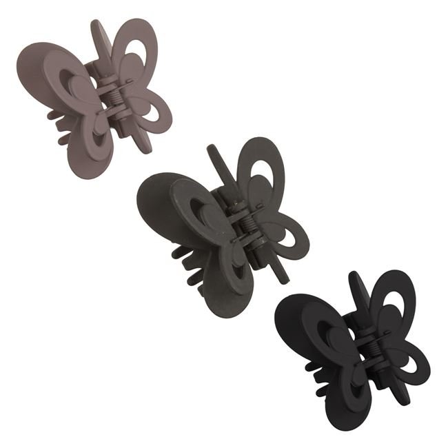 Set Clame Par Neagra Taupe Bej Mate Fluturas pentru Femei 6cm - 3buc