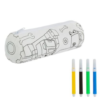 Set Creativ ”Coloreaza Penarul” Vehicule de Santier & Carioci Ø7x21cm