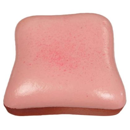 Jucarie squishy paine toast FG123K0225-260803-17706, spuma cu revenire lenta, textura moale senzoriala, roz, 9 x 9 x 3 cm