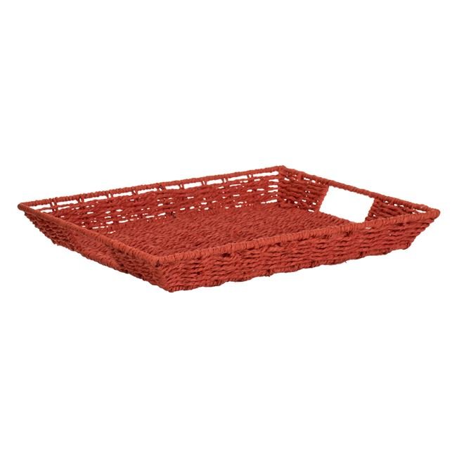 Cos - Tava Decorativa Impletita Rosie pentru Bauturi de Craciun 38x29x5.5cm