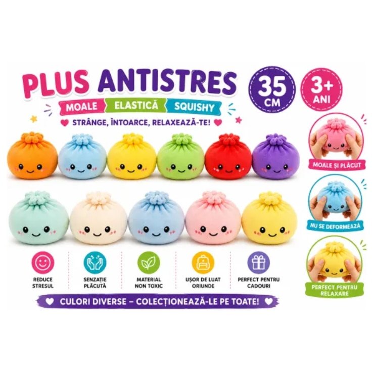 Viral DUMPLING Jucarie Plush 2026 VICTINY® Model Dumpling Plush 1 buc random, 35 cm, jucarie interactiva DE PLUS pentru copii si adulti, antistres