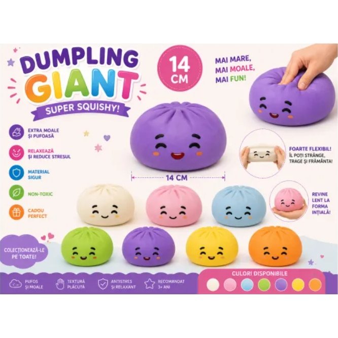 Viral DUMPLING SQUEEZE 2026 VICTINY® MODEL DUMPLING 1 BUC RANDOM, 15 cm, jucarie interactiva pentru copii si adulti, antistres