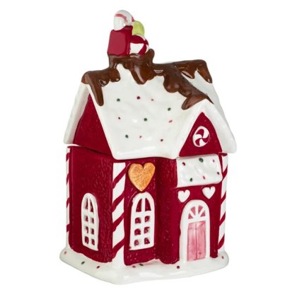 Recipient Ceramic pentru Biscuiti de Craciun Casa 15x14x28cm
