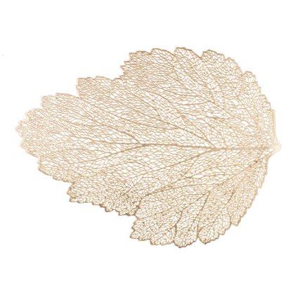 Suport Farfurie in Forma de Frunza Perforata de Culoare Aurie 47x36cm