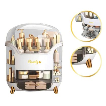Suport Organizator Produse Cosmetice cu Capac & Compartimente 30x16x32cm