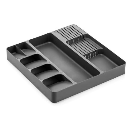 Organizator din Plastic Gri cu 8 Compartimente de Sertar pentru Tacamuri 39,5x38,5x5,5cm