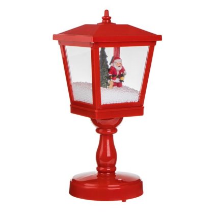Decoratiune de Craciun Felinar Mos Craciun cu Lumina & Muzica 14x14x33cm
