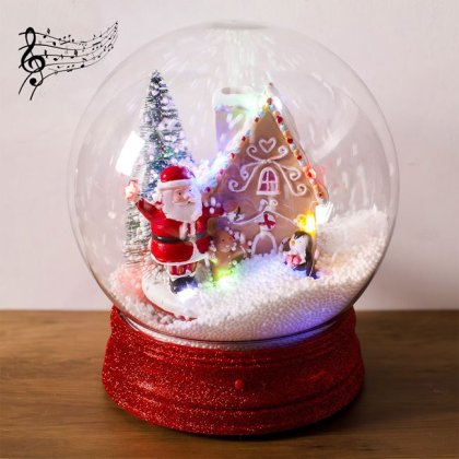 Glob de Zapada Mos Craciun Casa Turta Dulce cu Muzica & LED Ø23cm