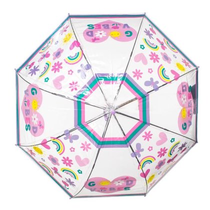 Umbrela de Ploaie Baston Automata Lila Transparenta Good Vibes pentru Copii 82cm