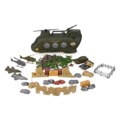 Set Militar cu Elicopter Vehicule & Soldati - 100 piese
