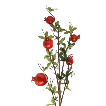 Ramura Decorativa de Craciun Rodie cu Frunze Verzi & Rodii 96cm