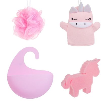 Set Bureti de Baie Unicorn cu Husa Roz Suspendabila - 4buc