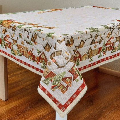 Fata de Masa de Craciun Tapestry Ecru Om de Zapada 180x140cm
