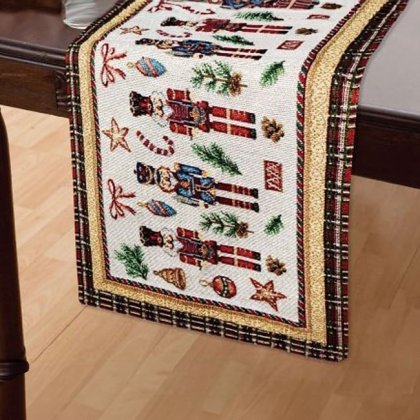 Napron de Craciun Tapestry Ecru cu Soldat de Alama 150x35cm