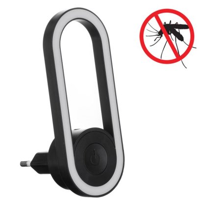 Lampa de Veghe & Dispozitiv Anti Insecte 2 in 1 Oval Negru 0.5W - Alb Cald