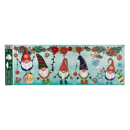 Autocolante Decorative de Craciun Gnome Craciunite Glitter Irizat 56x20cm