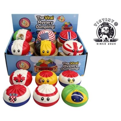 Jucarie interactiva VICTINY ® Dumpling / Baozi, steaguri cu tarile de la word cup 2026 squishy, antistres, anxietate, depresie si multe alte afectiuni de zi cu zi, ale copiilor cat si ale adultiilor