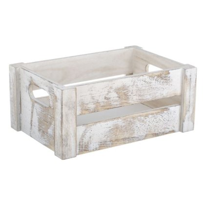 Lada din Lemn Decorativa Alba Brushed 25x17x11cm