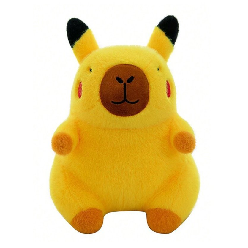 Capibara Pikachu, Jucarie de plus, maro/galben, 23 cm /calitate premium
