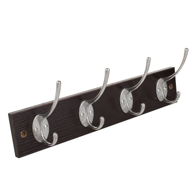 Cuier din Lemn Maro Inchis cu 8 Carlige pentru Perete 34.5x1.2x7cm