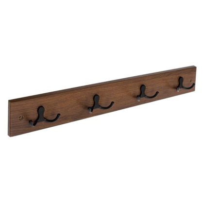 Cuier de Perete din Lemn Maro cu 4 Carlige 50x3.6x7cm