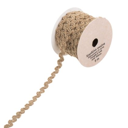 Panglica din Iuta de Culoare Naturala cu Model Zigzag 5m x 2.5mm