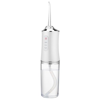 Irigator oral pentru dus bucal, Ultra-Portabil, 8 Capete Curatare, Rezervor 220 ml, Alb