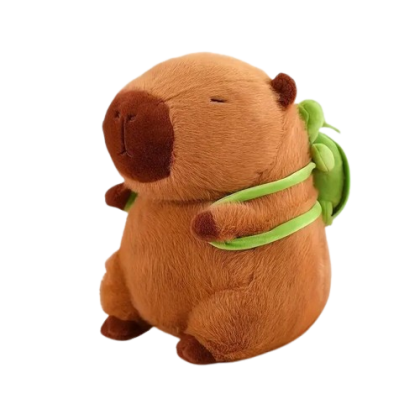 Capybara plush cu broscuta VICTINY® maro / verde 55 cm
