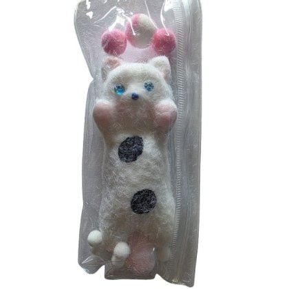 Pisica squishy interactivă albă cu două pete negre, VICTINY, pentru fete, 5 ani