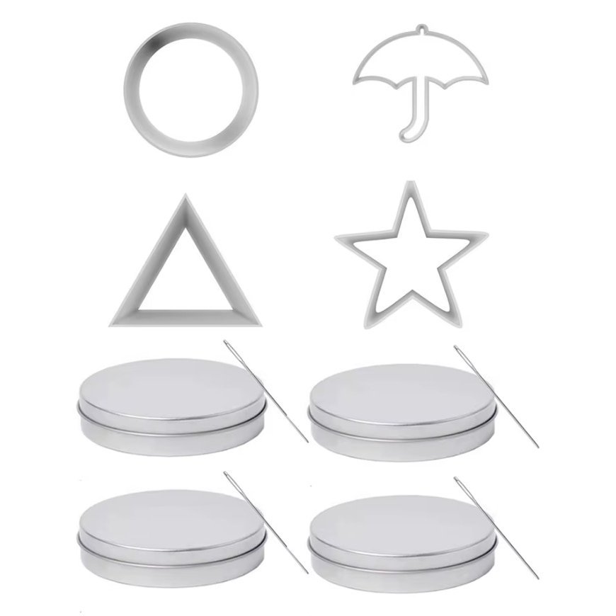 Set 4 forme Biscuiti cutie metalica DALGONA din jocul calamarului