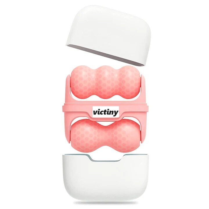 Aparat de masaj anticelulitic si lifting facial, VICTINY®, ice roller, capat in V si W, roz