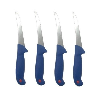 Set 4 cutite profesionale pentru macelarie, lama curbata, pentru dezosat
