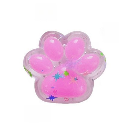 Jucarie Antistres Laba de Pisica Ultra Moale, 7cm, TPR Flexibil, Cristal cu Sclipici Roz, pentru Copii si Adulti