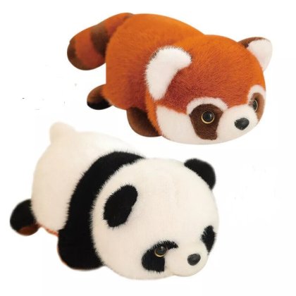 Jucarie plus interactiva reversibila VICTINY® panda rosu si panda alb 25 cm