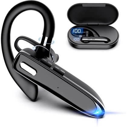 Casti Bluetooth YYK530 RatroMii™, Bluetooth 5.2, Autonomie 60 de Ore, Handsfree, Microfon HD, Eliminare Zgomot, Control Volum, cu cutie de Incarcare, Universala, Negru