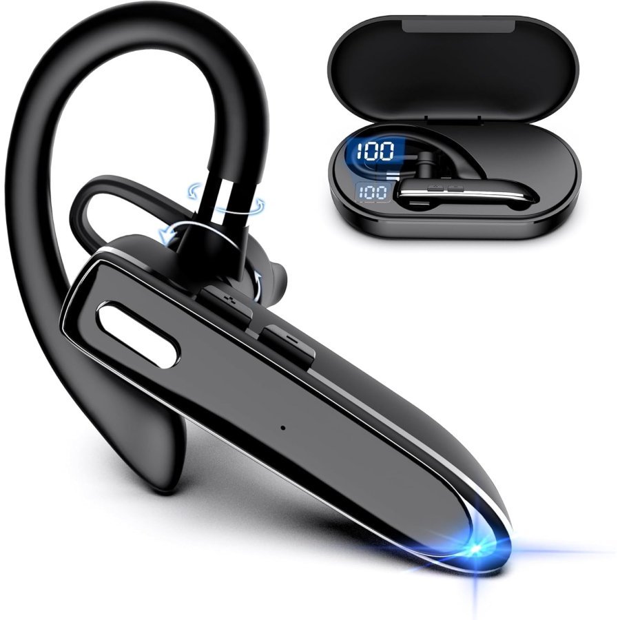 Casti Bluetooth YYK530 RatroMii™, Bluetooth 5.2, Autonomie 60 de Ore, Handsfree, Microfon HD, Eliminare Zgomot, Control Volum, cu cutie de Incarcare, Universala, Negru