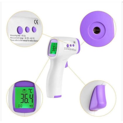Termometru cu Infrarosu non contact, Afisaj Digital LCD extra large, Alarma temperatura mare, Timp masurare 0.3 sec, Distanta masurare 1-2 cm, frunte si suprafete