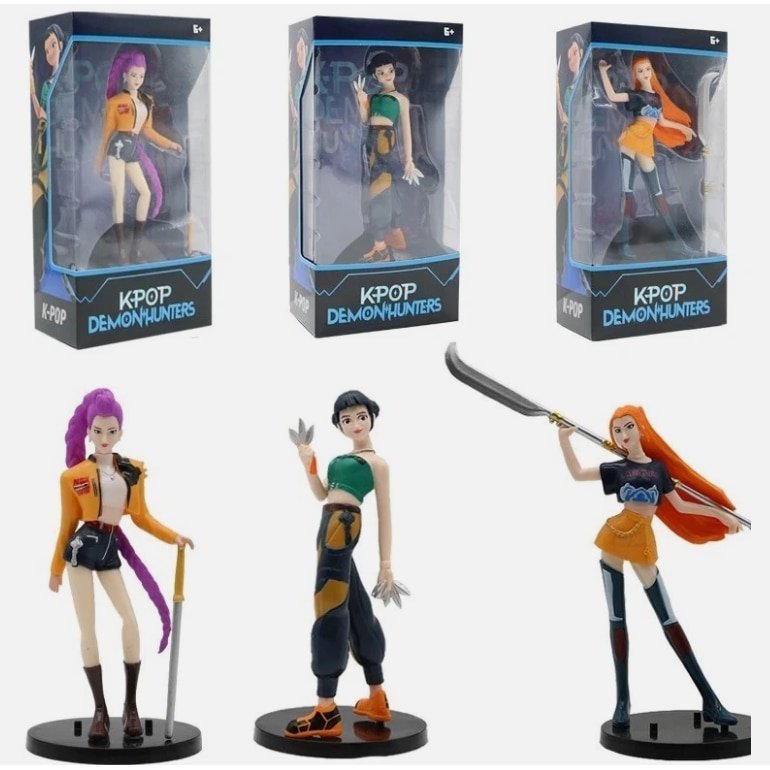 Set 3 figurine KPop Demon Hunters, personaje, 16 cm