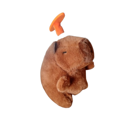 Jucarie de plus, Capibara cu elice, tip breloc VICTINY® maro/portocaliu, 12 cm /se trage de sfoara si se invarte elicea