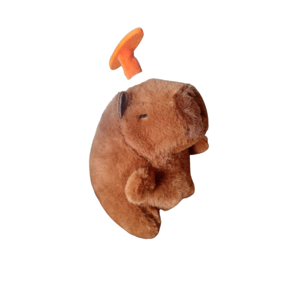 Jucarie de plus, Capibara cu elice, tip breloc VICTINY® maro/portocaliu, 12 cm /se trage de sfoara si se invarte elicea
