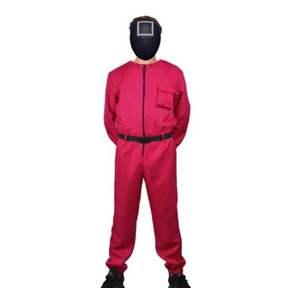Costum pentru copii DEPOX®, Jocul Calamarului, 10-12 ani, rosu, centura inclusa