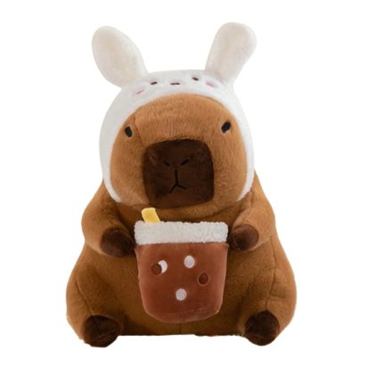 Jucarie de plus capibara cu pahar VICTINY® maro 23 cm