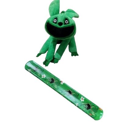 Breloc Happy hopscotch plush + 1 bratara criters metal VICTINY® 15 cm / 15 cm verde