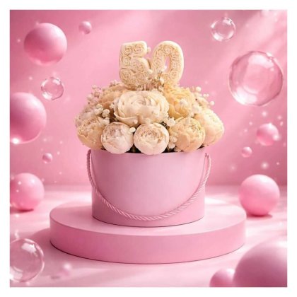 VICTINY® Aranjament floral din flori de ceara parfumata de soia si flori naturale uscate, VICTINY®