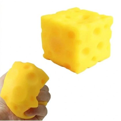 Jucarie antistres squishy, minge de stres din silicon, revenire lenta, moale si elastica, 5 x 5 cm, galben, 2 bucati