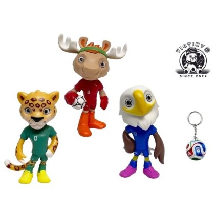 Set 4 figurine mascote fifa2026 worlcup VICTINY® 10 cm multicolor ( pachetul contine 3 mascote si un breloc minge)