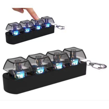 Breloc Antistres cu 4 Taste Mecanice, VICRINY Jucarie Fidget cu Lumini LED Multicolore, Clicky Switch, negru